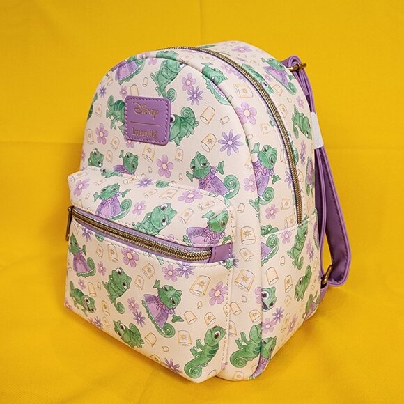 Loungefly Disney Tangled Pascal Dress AOP Expressions Mini Backpack NEW main image 4
